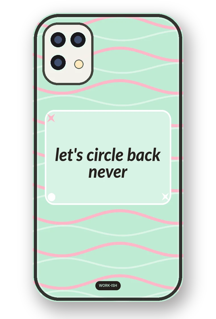 Let's Circle Back Never phone case mockup