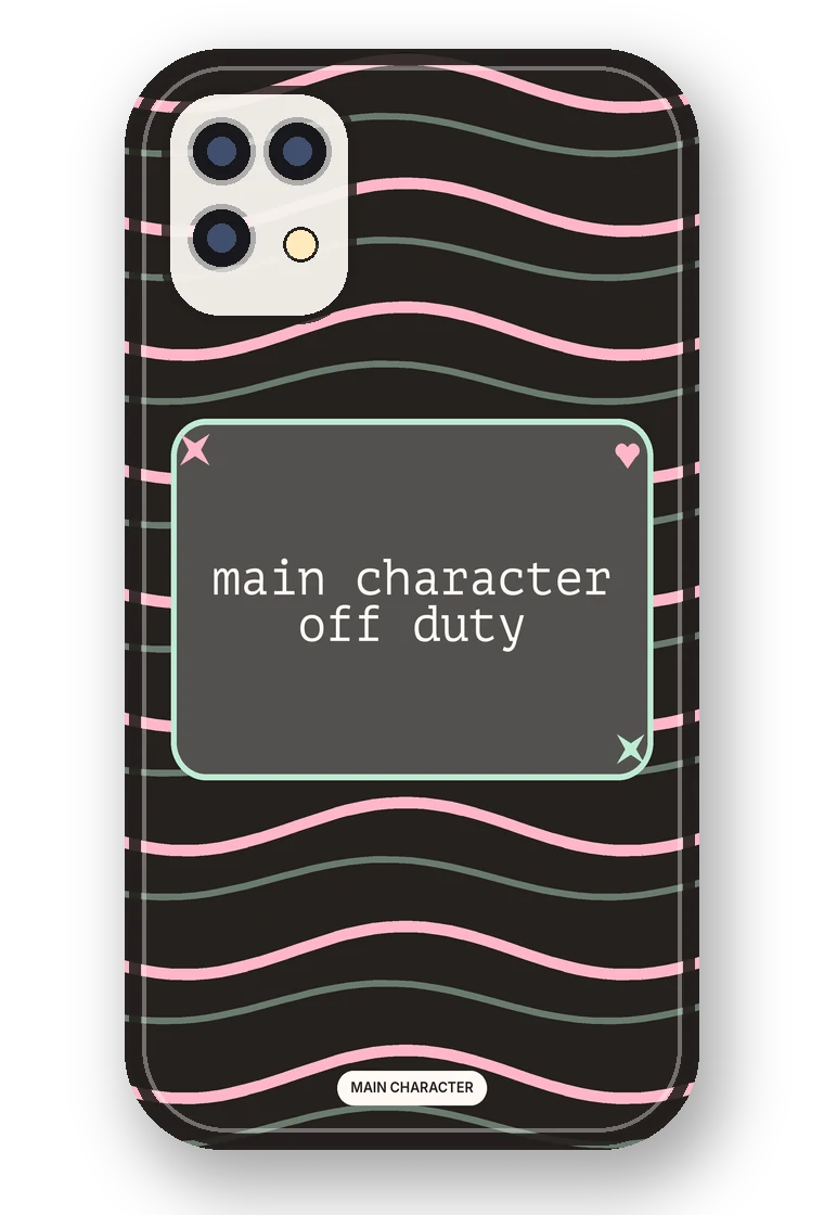 Main Character Off Duty phone case mockup